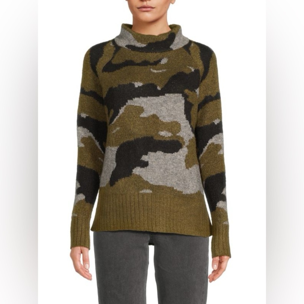 beachlunchlounge Camo mock neck Sweater Jumper Top XS SAKS 5th Ave Nordstrom